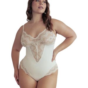 Levady Signature Shaper Wit - Kanten Shapewear - Bodysuit Dames - Corrigerend Ondergoed - Kanten Shapewear - Shapewear Body - Luxe Shapewear voor Dames - Maat L