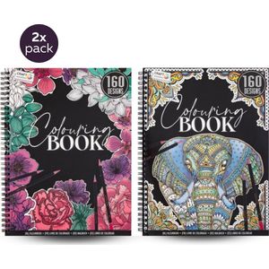 Craft Sensations Colouringbook for Adults | Set van 2 | Elk kleurboek voorzien van 80 pagina's | Kleurboek voor volwassenen | 320 designs in totaal