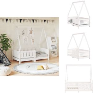 vidaXL Kinderbedframe - Kinderbedframes - Kinderbed - Peuterbed - Kinderbedframe 70x140 cm massief grenenhout wit
