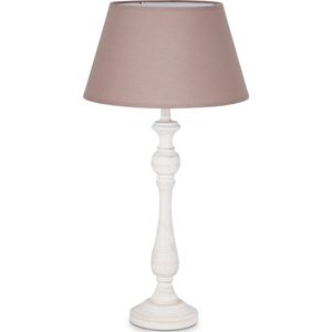 Home Sweet Home tafellamp Largo - tafellamp Step vintage wit inclusief lampenkap - lampenkap 30/20/17cm - tafellamp hoogte 49 cm - geschikt voor E27 LED lamp - taupe