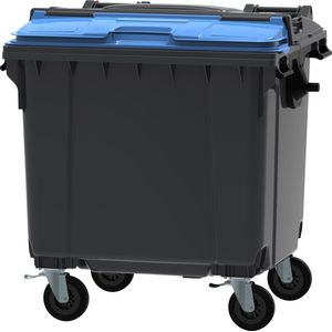 Container 1100 ltr split deksel grijs en blauws-sPapiercontainer