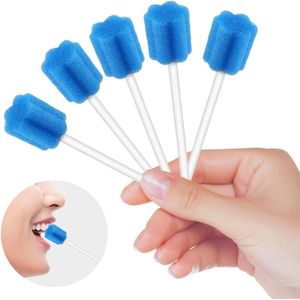 80 Oral Care Swabs Neutral Portable Mouth Sponge - Sterile Cotton Swabs for Children and Adults (Blue)