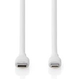 Nedis Lightning Kabel - USB 2.0 - Apple Lightning 8-Pins - USB-C Male - 480 Mbps - Vernikkeld - 1.50 m - Rond - Silicone - Wit - Doos