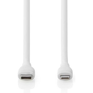 Nedis Lightning Kabel - USB 2.0 - Apple Lightning 8-Pins - USB-C Male - 480 Mbps - Vernikkeld - 1.50 m - Rond - Silicone - Wit - Doos