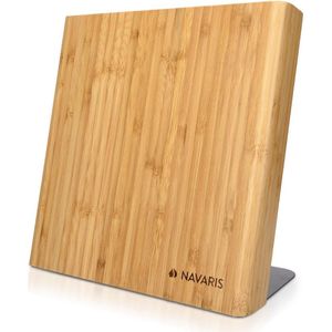 Houten magnetische messenhouder - universeel houten magnetisch blok & organizer voor messen, scharen, keukenbestek - bamboe messenblok, 23 x 22,5 cm