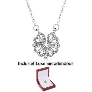 Swarovski Klavertje Vier Love Ketting - Verstelbaar 42+5 cm | Sieradendoos | Geschenkset Vrouwen | Valentijn Cadeautje Voor Haar | Moederdag Cadeautje | Cadeau Voor Vrouw | Verjaardag Cadeau Vrouw | Geschenkdoos | Juwelen | Cadeaudoos | Sieraden |