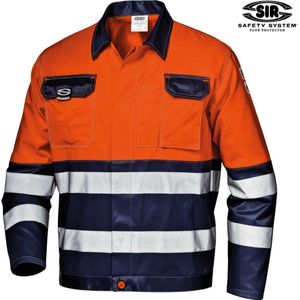 SIR SAFETY MISTRAL COLOR SHORT Hi-Vis Oranje/Blauw Orange/Blue Werkjas - Reflecterende Werkjas met Multifunctionele Praktische Zakken