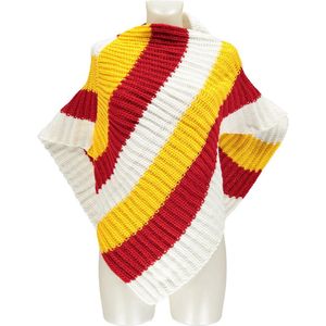 Apollo - Party poncho gebreid - Carnvalskleding dames rood-wit-geel - one size - Carnaval - Feestartikelen - Carnavalskleding - Party