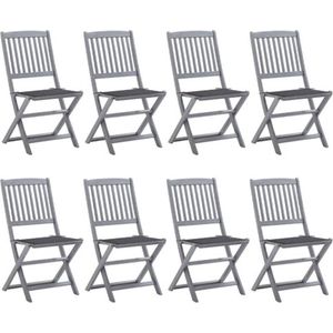 vidaXL - Tuinstoelen - 8 - st - inklapbaar - met - kussens - massief - acaciahout