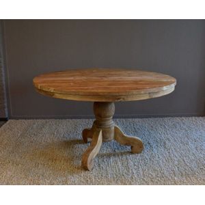 Meubelplaats Ronde Eettafel Teakhout met Bolpoot Bali Ø100 cm - Massief Hout - Elegante Afwerking