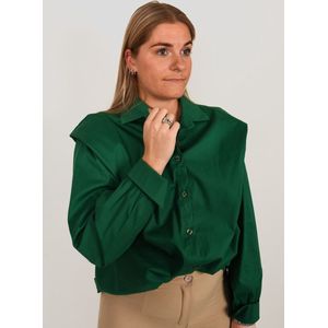 Kirsten blouse | Blouse dames | Kent kraag | Pof schouders | Chique | Vrouwelijk | Kleur Groen | Maat S