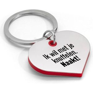Akyol - ik wil met je knuffelen, naakt! sleutelhanger hartvorm - Liefde - mensen die liefde willen delen naar iemand - valentijnsdag - cadeautje - verjaardagscadeau - verjaardag - cadeau voor vriendin/vriend - cadeau - kado - geschenk - gift