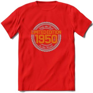 1950 Limited Edition Ring T-Shirt | Zilver - Goud | Grappig Verjaardag en Feest Cadeau Shirt | Dames - Heren - Unisex | Tshirt Kleding Kado | - Rood - XXL
