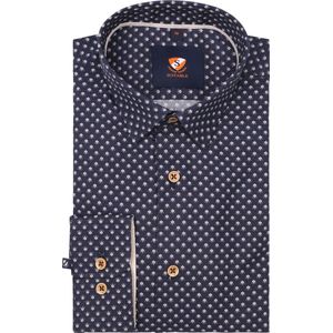 Suitable - Overhemd Print Donkerblauw 267-10 - Heren - Maat 41 - Slim-fit