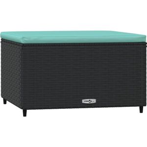 vidaXL - Voetensteun - met - kussen - poly - rattan - zwart