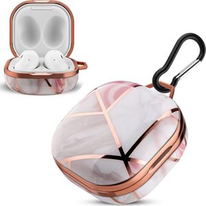 Cadorabo Hoesje voor Samsung Galaxy Buds PRO / LIVE / Buds 2 - Design Roze Marmer - IMD draagbare hoofdtelefoon beschermhoes Case Cover