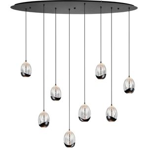 Highlight - Hanglamp Clear Egg ovaal 8 lichts L 100 cm helder-zwart