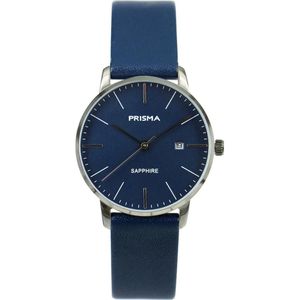 Prisma Horloge P.2097.607E  Edelstaal Datum Blauw