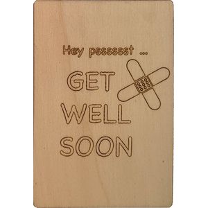 Woodyou - Houten Wenskaart - Get well soon