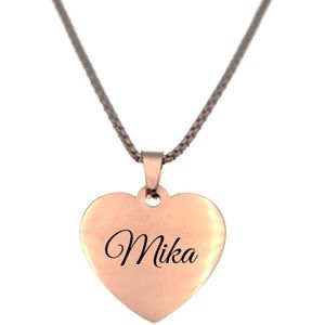 Ketting - Hart - Met Naam - Mika - Rosegoud