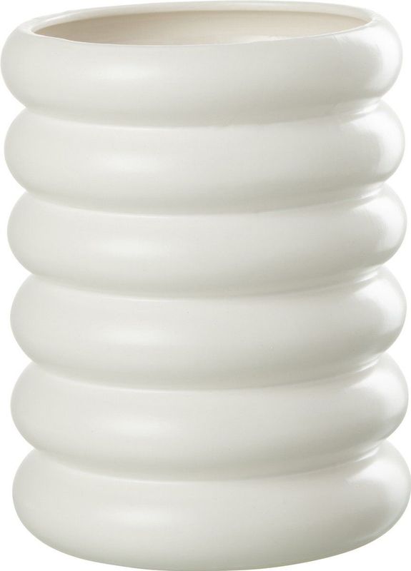 J-line - Bloempot Boeien Porselein Wit Large - 20x20x25cm