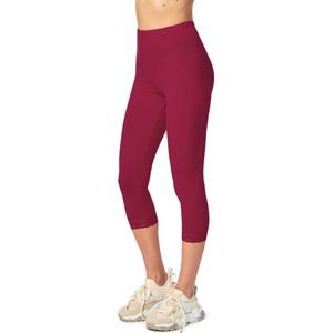 Merry Style MS-MS10-224-LE Dames Capri Leggings met Kant - Sport - Vrijetijdsbroek - 3/4 Lengte - Katoen - Claret - XL