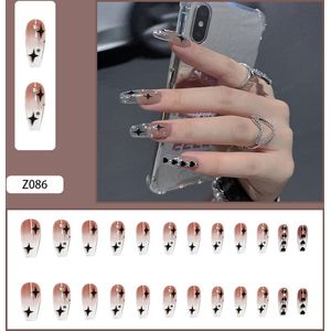 De 2 Lalas - Kunstnagels - nep nagels - plak nagels - diamandjes - steentjes - press on nails - 24 stuks - secondenlijm + nagelpatches - vijl - bokkepootje - alcoholdoekje
