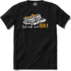 Get Out And Run! | Hardlopen - Rennen - Sporten - T-Shirt - Unisex - Zwart - Maat 3XL
