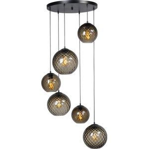 Masterlight Baloton Hanglamp - Ø50cm - 6-lichts E27 - Zwart