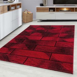 Flycarpets Fano Modern Vloerkleed - Rood / Zwart - Laagpolig - 80x150 cm