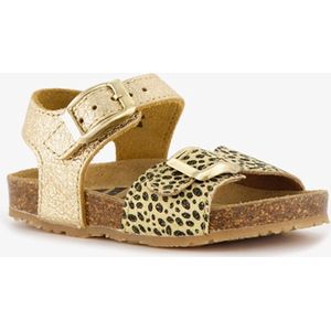 Groot leren meisjes sandalen luipaardprint goud - Maat 19