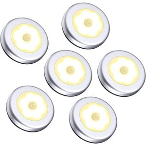 Nachtlampje Bewegingssensor Licht, 6 Stuk Snoerloos Batterij Aangedreven Licht, Automatisch Nachtlampje met Kleef Pads, Blijf Overal, Geschikt voor Kast, Gang, Trap, Slaapkamer, Enz - Warm Wit [Energieklasse G]