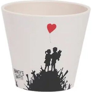Quy Cup - 90ml Ecologische Espresso Reisbeker - De originele Banksy's Graffiti ""Kids On Gun Hill"" 7x7x7cm