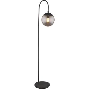 Blazer Vloerlamp 1 Lichts zwart met glas bol smoke - Modern - Globo - 2 jaar garantie