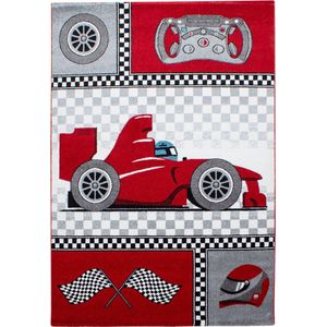 Pochon - Tapijt Kids - Rood - 290x200x1,1 - Vloerkleed - Race Auto - Hoogpolige Vloerkleed - Vloerkleed voor Kinderkamer - Speelkleed - Rechthoekige Tapijt - Rechthoekige Vloerkleed