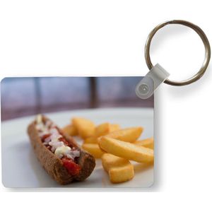 Sleutelhanger - Heerlijke frikandel speciaal met patat - Uitdeelcadeautjes - Plastic