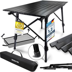 In hoogte verstelbare campingtafel - Multifunctionele vouwtafel met oprolbaar tafelblad (90x51cm) en draagtas