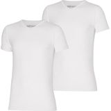Apollo heren T-shirt Bamboe - V Hals- 2-pack - Wit  - S