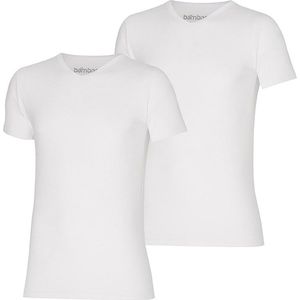 Apollo heren T-shirt Bamboe - V Hals- 2-pack - Wit  - S
