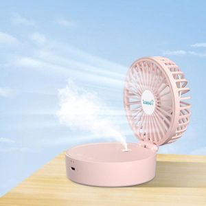Handventilator met koele nevel en oplaadbare batterij - Draagbare mini-ventilator - Opvouwbaar zakventilator - 7 kleuren nachtlampje - USB-ventilator - 3 snelheden - Reizen kantoor - Roze Handventilator