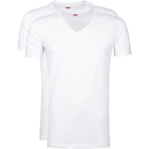 Levi's - T-Shirt V-Hals Wit 2-Pack - Heren - Maat XXL - Slim-fit