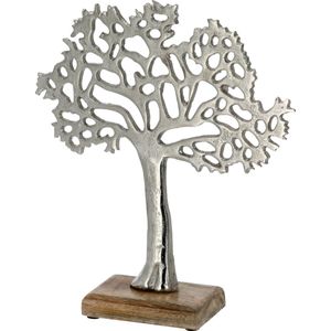 Cepewa Levensboom - decoratief figuur - zilverkleurig - 25 cm - aluminium