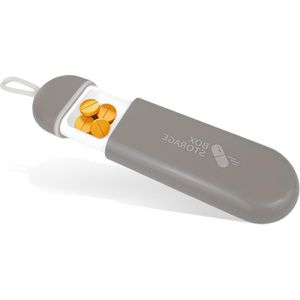 Kleine pillendoos met 3 compartimenten - Dagelijkse reispillendoos voor supplementen en vitaminen (grijs)