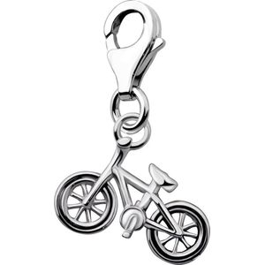 Quiges – 925 - Zilver – Charm - Bedel - Hanger - 3D Fiets - met – sterling - zilver - karabijnslot - geschikt - voor - Zinzi, Thomas – Sabo - Ti Sento - Bedelarmband HC308