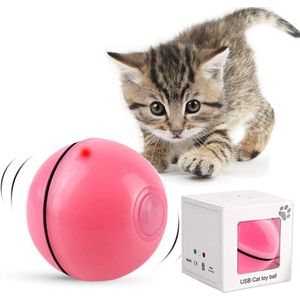 Interactieve automatische 360gr zelf roterende rollende bal Roze - USB oplaadbare led licht - Automatisch uitschakeling, kattenspeelgoed bal, vermaak voor huisdier, training achtervolg speelgoed kitten/puppy ABS materiaal