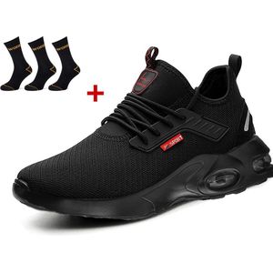 Lia LEGEND ® Anti-slip PRO veiligheidsschoenen heren dames met 3 paar werksokken , sneakers sportief werkschoenen horeca lichte sportieve ademende safety jogger met stalen neus.