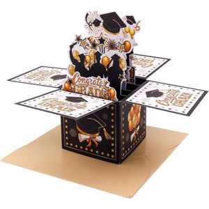 Afstudeer Pop-Up Kaart, 3D Pop-Up Gefeliciteerd Afstudeerkaart met Envelop Handtekeningpapier 2025 Gelukkige Afstudeercadeaus voor Jongens Meisjes College Middelbare School Afgestudeerden