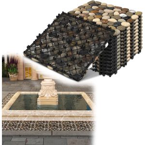 Aufun Steentapijt Natuursteen Leisteen Tegels 30 x 30 cm Tegelmatten 1 m² = 11 Terrastegels Marmer Mozaïek Balkontegels Kliktegels Vloeren voor Balkon, Tuin (Gekleurde Ruwe Stenen)
