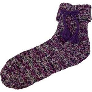 Warme Sokken Met Balletjes - Huissokken - Paars / Multicolor - Maat 36 / 41