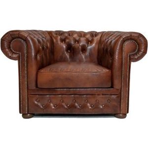 Chesterfield Fauteuil First Class Leer | Cloudy oud bruin | 2 tot 4 weken levertijd